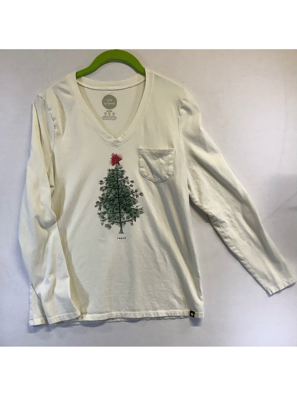 Life is Good Women's Long Sleeve V-Neck Sleepwear T-Shirt Size Medium